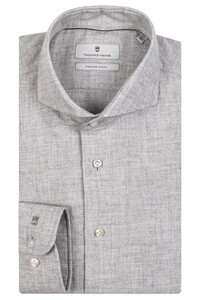 Thomas Maine Bari Cutaway Cotton Wool Twill Shirt Soft Grey