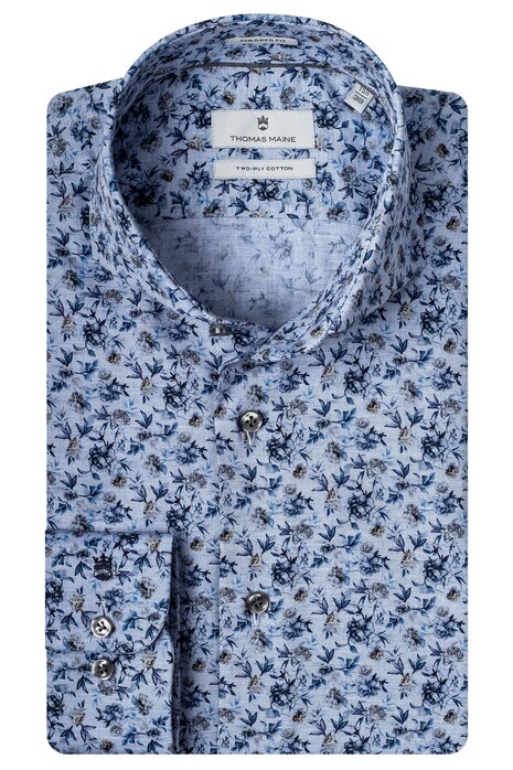 Thomas Maine Bari Cutaway Denim Flower by Leggiuno Shirt Navy