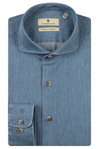 Thomas Maine Bari Cutaway Denim Look Twill Overhemd Licht Blauw