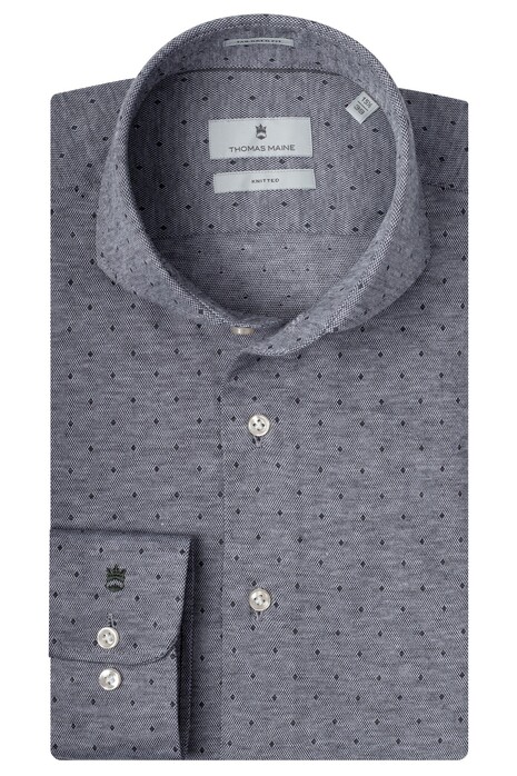 Thomas Maine Bari Cutaway Dot Jersey by Tessilmaglia Overhemd Midden Groen Melange