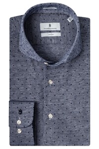 Thomas Maine Bari Cutaway Dot Jersey by Tessilmaglia Shirt Navy
