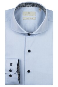 Thomas Maine Bari Cutaway Floral Contrast Two-Ply Twill Shirt Light Blue-Indigo Blue