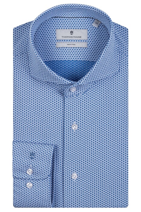 Thomas Maine Bari Cutaway Knitted Micro Pattern Overhemd Cobalt Blue