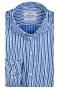 Thomas Maine Bari Cutaway Knitted Micro Pattern Shirt Cobalt Blue