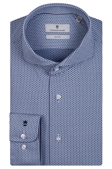 Thomas Maine Bari Cutaway Knitted Micro Pattern Shirt Navy