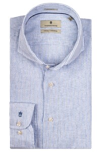 Thomas Maine Bari Cutaway Linen Stripe Shirt Blue