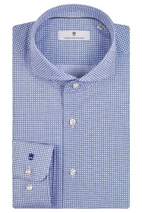 Thomas Maine Bari Cutaway Micro Design Dot Circles Shirt Cobalt Blue Melange