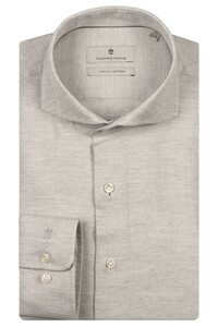Thomas Maine Bari Cutaway Organic Flanel Herringbone Overhemd Licht Grijs