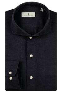 Thomas Maine Bari Cutaway Organic Flanel Herringbone Overhemd Navy