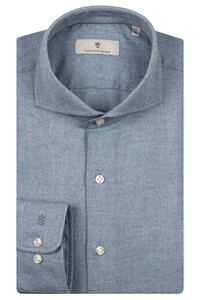 Thomas Maine Bari Cutaway Organic Flannel Herringbone Shirt Indigo
