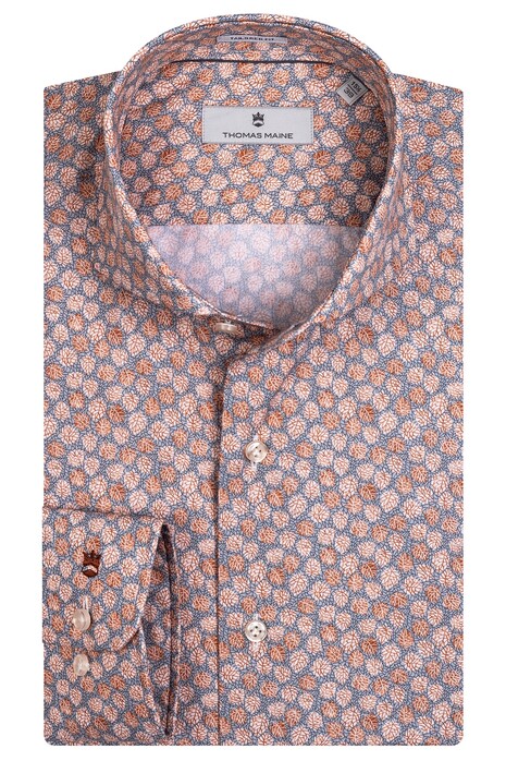 Thomas Maine Bari Cutaway Organic Geometric Leaves Fantasy Shirt Fine Orange