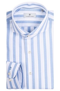 Thomas Maine Bari Cutaway Seersucker Stripes Shirt Light Blue