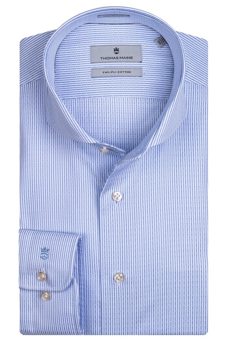 Thomas Maine Bari Cutaway Structured Stripe Two Ply by Canclini Shirt Light Blue