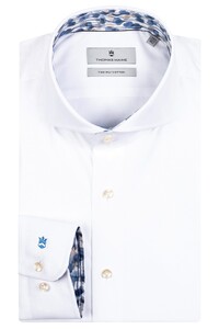 Thomas Maine Bari Cutaway Twill Fantasy Contrast Shirt White-Blue