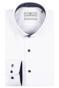 Thomas Maine Bari Cutaway Twill Plain Contrast Overhemd Navy-Wit