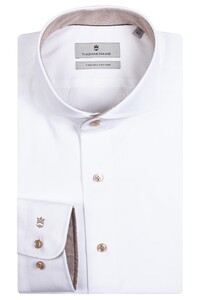 Thomas Maine Bari Cutaway Twill Plain Contrast Shirt White-Light Beige