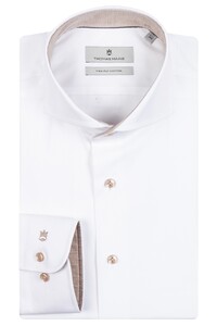 Thomas Maine Bari Cutaway Twill Plain Contrast Shirt White-Sand