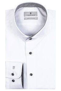 Thomas Maine Bari Cutaway Twill Plain Contrast Shirt White-Soft Grey