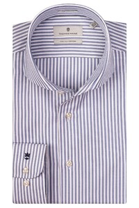Thomas Maine Bari Cutaway Twill Stripe Shirt Navy-White