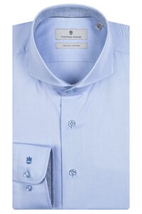 Thomas Maine Bari Cutaway Twill Uni Contrast Overhemd Lichtblauw-Lichtblauw