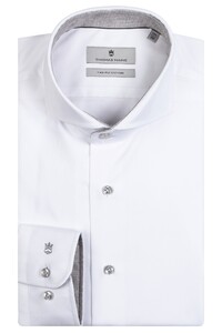 Thomas Maine Bari Cutaway Twill Uni Contrast Overhemd White-Soft Grey