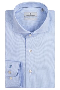 Thomas Maine Bari Cutaway Two-Ply Cotton Fine Stripe Shirt Light Blue