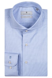Thomas Maine Bari Cutaway Two-Ply Cotton Mini Houndstooth Overhemd Licht Blauw