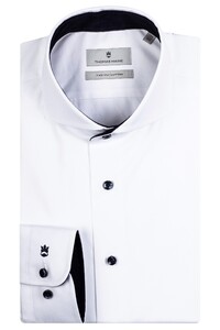 Thomas Maine Bari Cutaway Two-Ply Cotton Twill Contrast Uni Overhemd Navy-Wit