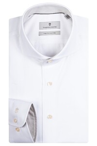 Thomas Maine Bari Cutaway Two-Ply Cotton Twill Contrast Uni Overhemd White-Light Taupe