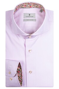 Thomas Maine Bari Cutaway Two-Ply Cotton Twill Multicolor Floral Contrast Shirt Pink