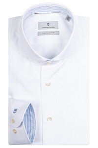 Thomas Maine Bari Cutaway Two-Ply Cotton Twill Subtle Stripe Contrast Detail Shirt White