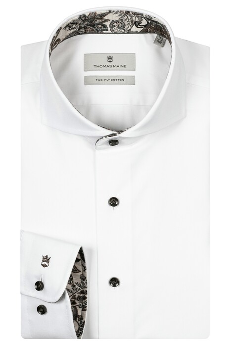 Thomas Maine Bari Cutaway Two-Ply Fantasy Contrast Shirt White-Off White