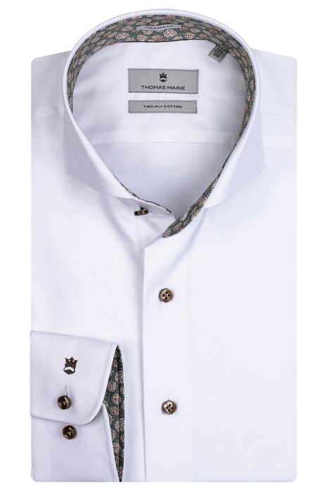 Thomas Maine Bari Cutaway Two Ply Twill Bold Contrast Shirt White-Green