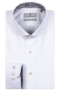 Thomas Maine Bari Cutaway Two Ply Twill Contrast Pattern Shirt White-Navy