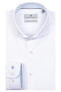 Thomas Maine Bari Cutaway Two Ply Twill Contrast Shirt White-Lightblue