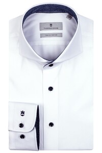 Thomas Maine Bari Cutaway Two Ply Twill Contrast Shirt White-Navy