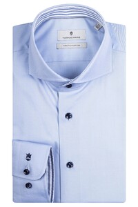 Thomas Maine Bari Cutaway Two-Ply Twill Cotton Subtle Stripe Detail Shirt Light Blue-Navy