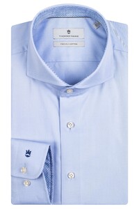 Thomas Maine Bari Cutaway Two-Ply Twill Minimal Contrast Shirt Light Blue-Navy