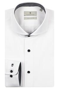 Thomas Maine Bari Cutaway Two-Ply Twill Uni Color Contrast Overhemd Navy-Wit