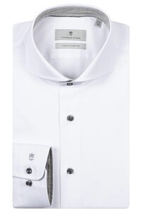 Thomas Maine Bari Cutaway Two-Ply Twill Uni Color Contrast Overhemd Wit-Grijs