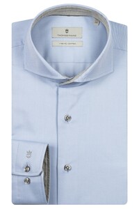 Thomas Maine Bari Cutaway Two-Ply Twill Uni Color Contrast Shirt Light Blue-Grey