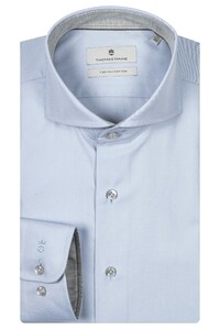 Thomas Maine Bari Cutaway Two-Ply Twill Uni Contrast Shirt Light Blue-Grey