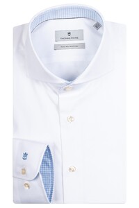 Thomas Maine Bari Cutaway Uni Cotton Two-Ply Twill Subtle Contrast Check Shirt White