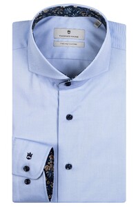 Thomas Maine Bari Cutaway Uni Twill Subtle Floral Contrast Overhemd Licht Blauw-Navy