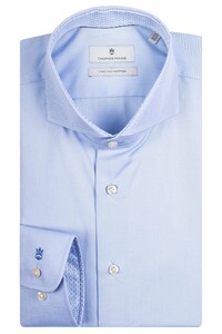 Thomas Maine Bari Cutaway Uni Two-Ply Twill Subtle Contrast Overhemd Licht Blauw