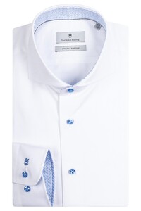 Thomas Maine Bari Cutaway Uni Two-Ply Twill Subtle Contrast Overhemd Wit
