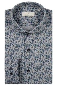 Thomas Maine Bari Cutaway Yarn Dyed Twill Floral Pattern Shirt Indigo