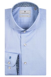 Thomas Maine Bari Fine Tile Pattern Contrast Uni Twill Cutaway Collar Overhemd Lichtblauw-Blauw