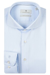 Thomas Maine Bari Two-Ply Cotton Twill Natural Stretch Overhemd Licht Blauw