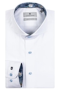 Thomas Maine Bari Uni Cutaway Twill Floral Contrast Overhemd Wit-Blauw